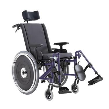 Imagem de Cadeira de Rodas AVD Alumínio Reclinável 38 CM Azul Marinho - Ortobras
