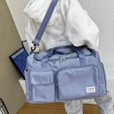 Imagem de Bolsa de Viagem Academia Passeio Resistente - Transversal, Azul aço
