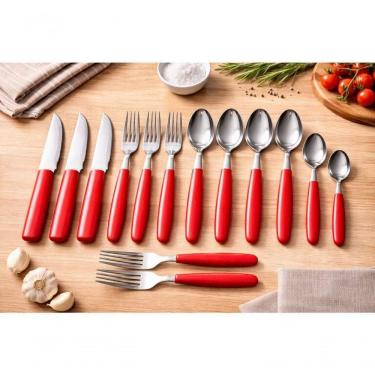 Imagem de Conjunto de Talheres Mônaco 21 Peças Aço Inox Cabo Vermelho Fratelli