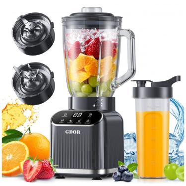 Imagem de Liquidificador Profissional GDOR Cinza 1200W com Jarra de Vidro 1,54L e Copo 710ml TB-8008G 120V