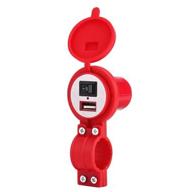 Imagem de Interruptor com indicador de motocicleta porta USB carregador USB para motocicletas elétricas 12-24 V(vermelho)
