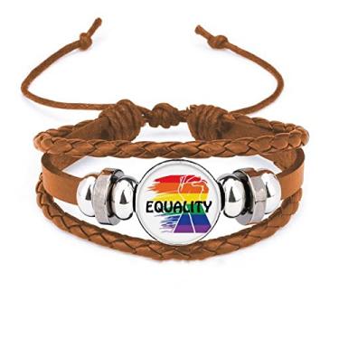 Imagem de un brand Pulseira de igualdade de identificação de Power Differentiation com ornamento de joias de couro