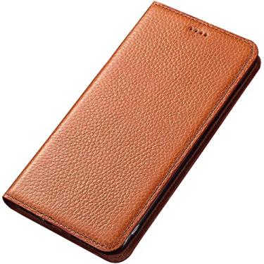 Imagem de Capa para Google Pixel 6/6 Pro, capa carteira de couro legítimo luxuosa, design fólio de livro com suporte para cartão flip capa protetora de TPU, marrom 1,6 16,3 cm