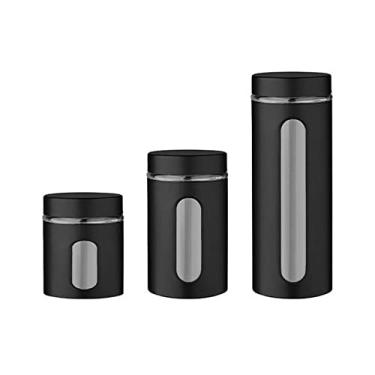 Imagem de Jogo de potes de inox/vidro com visor preto 03 peças - Hauskraft