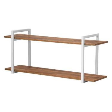 Imagem de Nicho Sala E Quarto Branco Com Prateleiras Amadeirado 80Cm