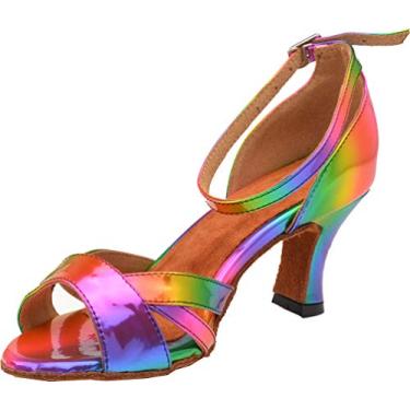 Imagem de Sapato feminino Peep Toe personalizado Latin Show Ballroom salto baixo profissional de dança, Multicor, 5