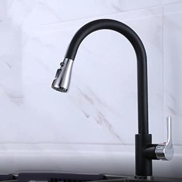 Imagem de Torneira de cozinha preta torneira de cozinha puxe para fora pia de cozinha misturador de níquel escovado córrego pulverizador cabeça cromo cozinha torneira de água, cf04043KC, China