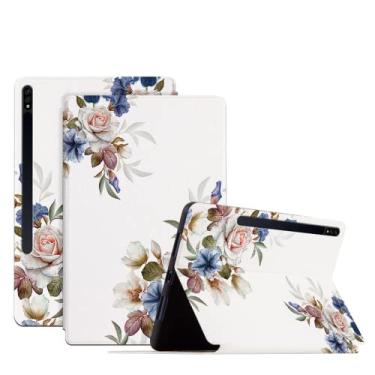Imagem de ZiEuooo Capa protetora de TPU moderna elegante e requintada durável para tablet Samsung Galaxy S7 Plus FE S8 Plus S2 A8 A7 A 10.1 10.5 polegadas E 9.6 (S8 11 X700 X706, flor 1)
