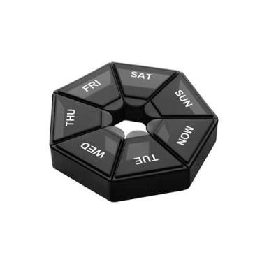 Imagem de 2 peças organizador de caixa de reposição portátil de viagem dispensador de caixa planejador de reposição de vitamina de vitamina planejador recipiente caixa de armazenamento (Preto)