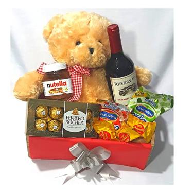 Imagem de Cesta De Chocolates Ferrero Rocher Vinho Urso Presente Luxo