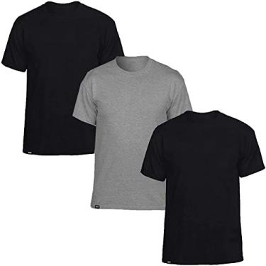 Imagem de Kit com 3 Camisetas Básicas Masculinas Slim Tee T-Shirt - Preto - Preto - Cinza - M