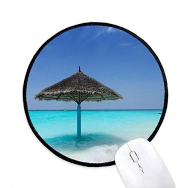 Imagem de DIYthinker Ocean Beach Green Tree Mouse Pad Desktop Office Tapete Redondo para Computador