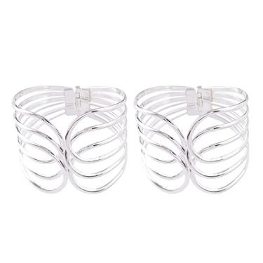 Imagem de suportes de cortina simples criativos clipe de argola de ouro tela de janela laços sem perfuração instalação gratuita, prata, 2 PCS