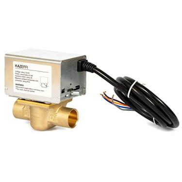 Imagem de Kazeffi Válvula de zona motorizada de 2 vias 3/4" para suor normalmente fechada, controle de 4 fios 24 VAC com interruptor de extremidade, substituição para Honeywell
