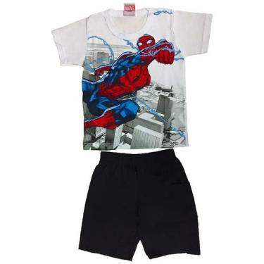 Imagem de Conjunto Infantil Camiseta Homem-Aranha Spiderman E Bermuda Preta Bran