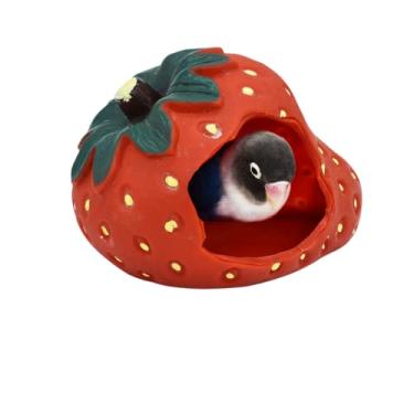 Imagem de Ninho de morango de plástico para pássaros fofos para periquitos de papagaio pequenos, decoração de gaiola de pássaro (tipo parafuso)