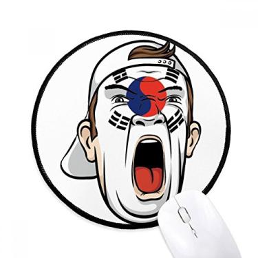 Imagem de Bandeira da Coreia para maquiagem facial cabeça gritando mouse pad mesa escritório tapete redondo para computador