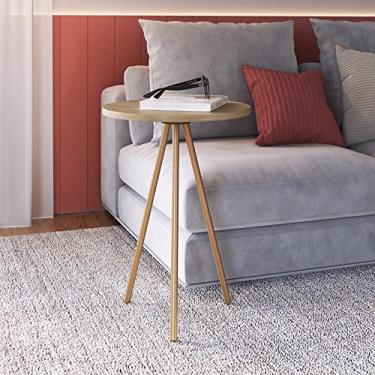 Imagem de Mesa Lateral Redonda Baixa Industrial Artesano Hanover/dourado