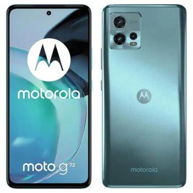 Imagem de Smartphone Moto G72 Blue Motorola Tela p-oled 6,6 fhd + Octa core 128gb 6gb Bluetooth 5.1 Wifi Dual Band Impressão Digital Bateria 5000mAh