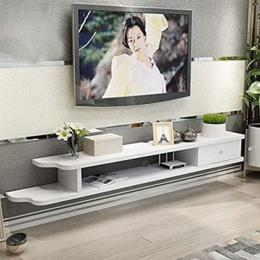 Imagem de Armário De TV Suspenso, Unidade De Entretenimento Flutuante De Madeira Maciça, Sala De Estar, Quarto, TV, Console De Mídia, Apartamento Pequeno/,Branco,110cm,Pleasant63