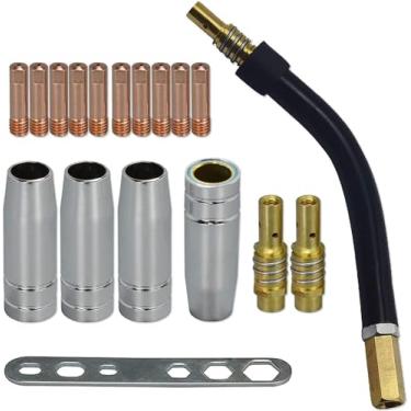 Imagem de RIVERWELD MB15 15AK Ponta de contato 0,040" 0,04" 1,0mm M6 e suporte de pontas Difusor e Copo de escudo e tocha para tocha MB15 15AK MIG Tocha de soldagem 18 pacotes