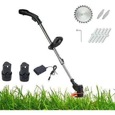 Imagem de Cortador De Grama Sem Fio, Cortador De Grama Rotativo Elétrico, Largura De Corte De 30 Cm, Corte Próximo Da Borda, Rolo Traseiro, Ajuste Manual De Altura, Confortável Para Manobrar, Alças Dobrávei