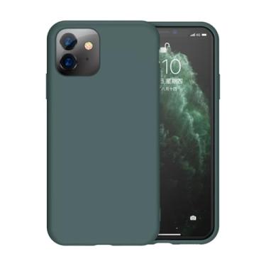 Imagem de Capa de silicone líquido original luxuosa para iPhone 11 Pro Max 7 8 6 6S Plus XR X XS MAX 5 5S SE 11 Capa traseira à prova de choque, verde escuro, para iPhone X