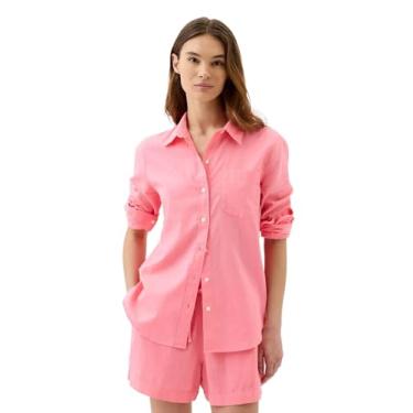Imagem de GAP Camisa feminina Linen Easy, Coral doce, P