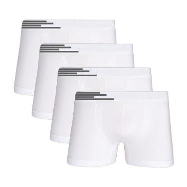 Imagem de Kit 4 Cuecas Boxer Microfibra Up Underwear 436 Branco - Qlc Sport