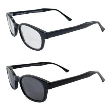 Imagem de Óculos de sol Pacific Coast Original KD para motociclista, pacote com 2, lentes transparentes e fumaçadas, preto, adulto