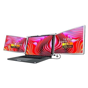 Imagem de Daconovo Tela de expansão para laptop de 14 polegadas FHD Monitor portátil de tela tripla com 1 cabo para 2 monitores para Windows, MacOS para laptop de 15 a 17,3 polegadas UT