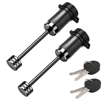 Imagem de META Hardware Trava de acoplador de reboque de 0,6 cm de diâmetro, trava de língua de reboque com extensão de 8,5 cm para acoplador tipo trava, trava de acoplador sólido com chaves para reboque de barco, caminhão, trailer, reboque (2 unidades)