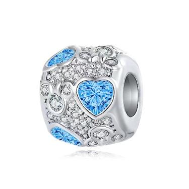 Imagem de MiWangLing Berloque de cristal de coração de rato com pingente de animais pavimentado CZ para pulseira Pandora, Cristal, Base