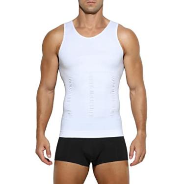 Imagem de Casey Kevin Camisa de compressão masculina sem manga ginecomastia camiseta de compressão modeladora corporal colete emagrecedor, A2-white-ml2003, M
