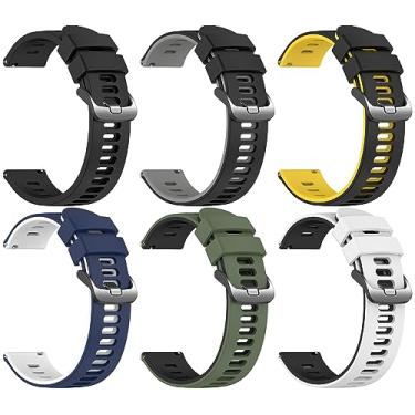 Imagem de Pulseira para Galaxy Watch 3 de 22 mm de 45 mm, pulseira de silicone macio Galaxy Watch de 46 mm compatível com Samsung Gear S3 Frontier & Classic / Garmin Venu 2/Forerunner 255/Forerunner 745/Vivoactive 4 para homens, pacote com 6