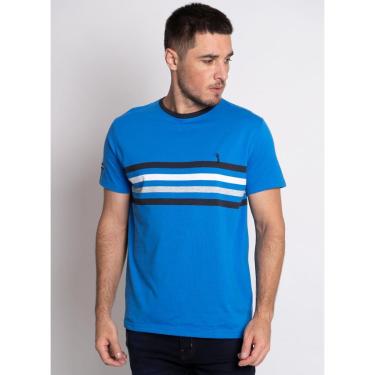 Imagem de Camiseta Aleatory Listrada Heart Azul-Masculino