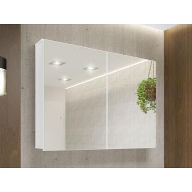 Imagem de Armário Para Banheiro Aéreo 02 Portas Com Espelhos Malbec Branco Móvei