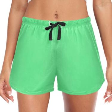 Imagem de CHIFIGNO Shorts de pijama feminino com bolsos e shorts de pijama confortáveis, P-2GG, Verde turquesa, G