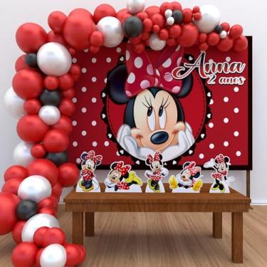 Imagem de Kit Decoração Personalizado Festa de Aniversário Infantil Minnie Vermelha P-MINV01