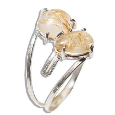 Imagem de Anel Nlux 2 Gemas Rutilo Natural 9mm Prata 950 Ajustável