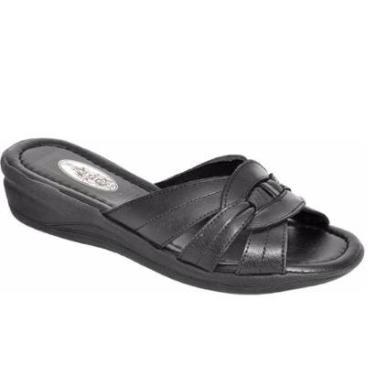 Imagem de Sandália Feminina Ortopédica De Couro Tamanco Rasteirinha-Feminino