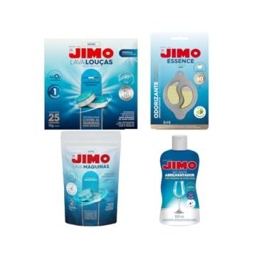 Imagem de Kit Jimo 1 Lava-Louça Multicamadas 25x15g + 1 Odorizante Essence Limão 6ml + 1 Lava-Máquinas 2x17g + 1 Secante Abrilhantador 100ml - JIMO