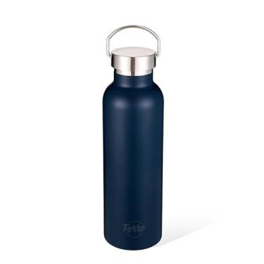 Imagem de Garrafa Térmica de Inox, Quente e Frio, para Academia, Corrida, Crossfit, Pedal, Ioga, Escritório Para Café, Água, Chá, Mate, Chimarrão, Tereré Gelado - (Azul Escuro, 750 ml)