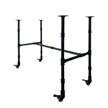 Imagem de IFYISUN Conjunto de pernas de mesa de tubo industrial com rodízios, tubos de metal rústicos pretos para mesas de café e extremidades, mesas, pernas de móveis vintage, pernas de mesa DIY (C 96 x L 45 x