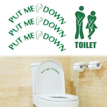 Imagem de Fssqii 4 peças Put Me Down adesivos de porta de assento de vaso sanitário para casa de banho, café, restaurante, escritório, loja, transparentes, à prova d'água, adesivos de decoração de parede