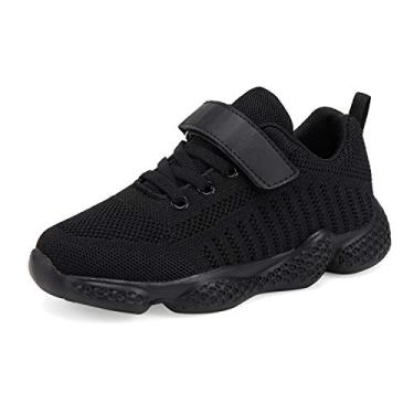 Imagem de Casbeam Tênis infantil respirável de malha leve e fácil de caminhar, casual, alça esportiva, tênis de corrida atlético para meninos e meninas, A050-all Black, 5