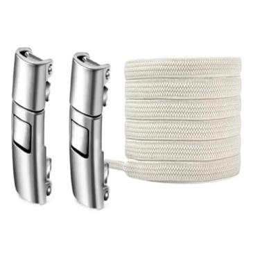 Imagem de Press Lock Shoelaces Without Ties Elastic Laces Sneaker Widened Flat No Tie Shoe Laces Kids Adult Shoelace For Shoes(Beige)