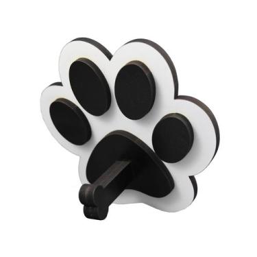 Imagem de Porta Coleira Guia Cão Cachorro Pet Suporte Guia Modelo Patinha em MDF