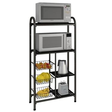 Imagem de Fruteira De Chão Multiuso Belgica Bm Tubulares Prata Martelado