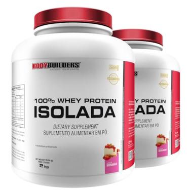 Imagem de Kit 2x Whey Protein 100% Isolada Morango 2kg - Bodybuilders